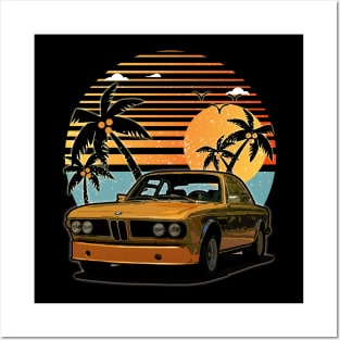 BMW CSL 1972 car sunset Posters and Art